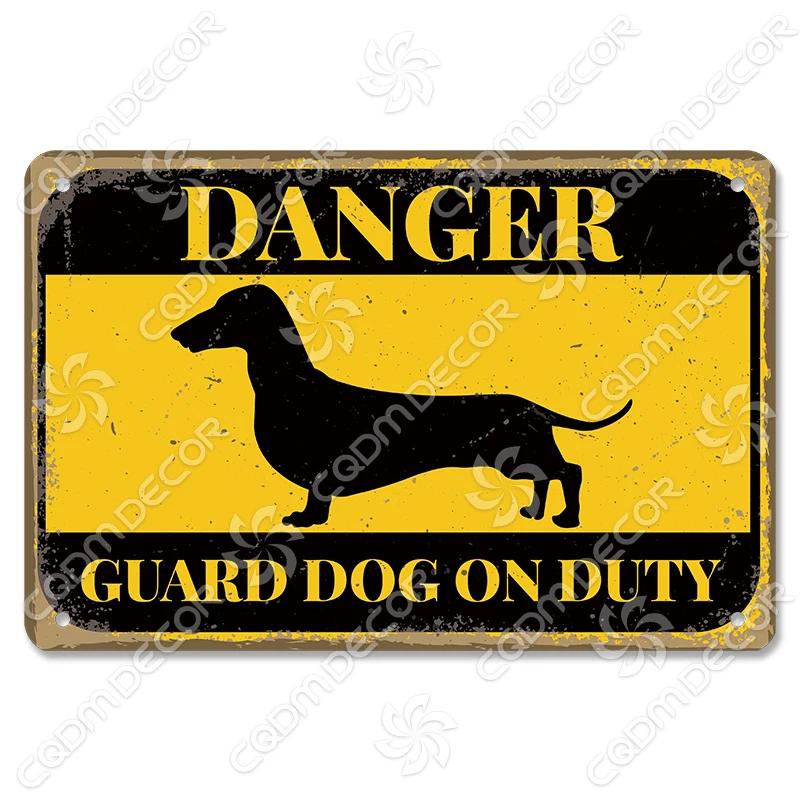 Beware of Dog Warning Tin Sign Metal Plate Caution Danger Dogs Vintage Poster Metal Plaque Garden Backyard Farm Home Wall Decor