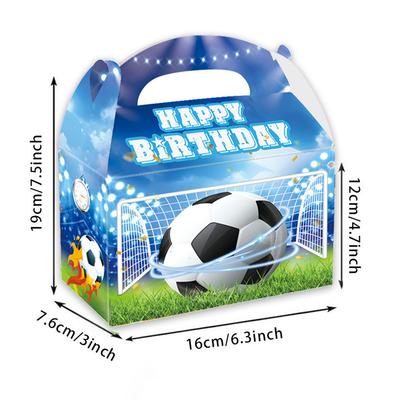 12 Blue Soccer Themed Favor Boxes 6.3 X 3.1 X 4.7 In Sturdy Paper for Birthday Parties For Game Day and Sports Celebrations
