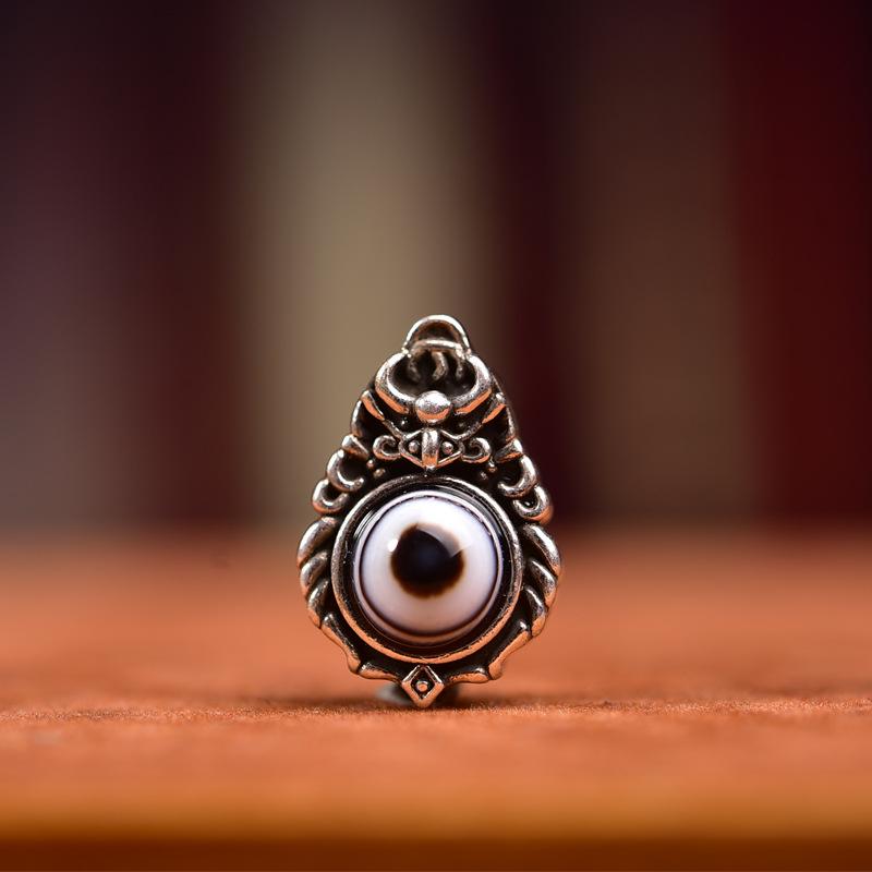 Tibetan White Copper Agate Dzi Spacer Beads Pendant for DIY Wenwan Buddhist Jewelry