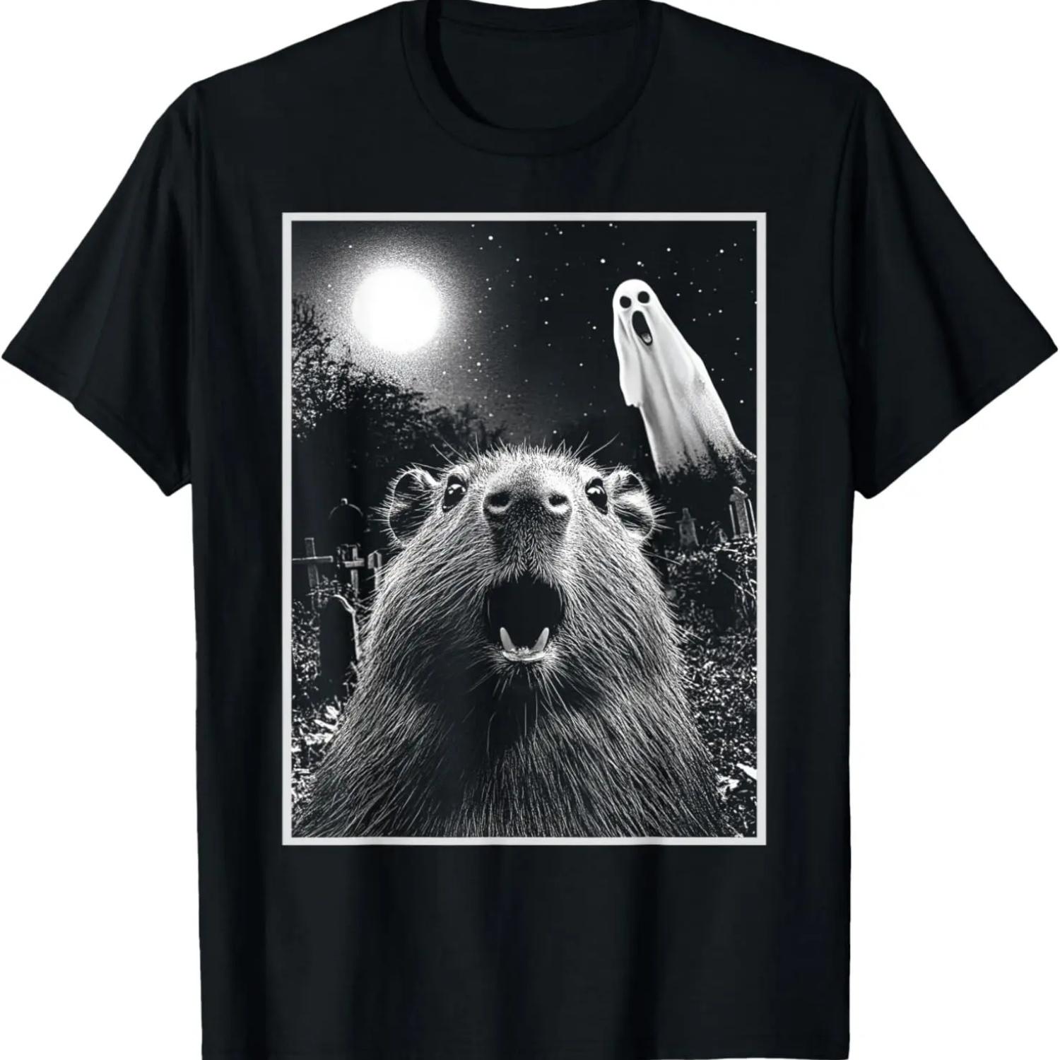 Capybara Shirt Halloween Ghost Capybara T-Shirt S чёрный