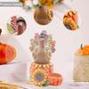Candle Holder Turkey Statue with Pumpkin Ornament Decoration Thanksgiving Sculpture Resin Figurine