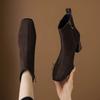 Krazing Pot Cow Suede Nubuck Winter Square Toe Modern Boots Thick High Heels Zipper Women Ankle Boots