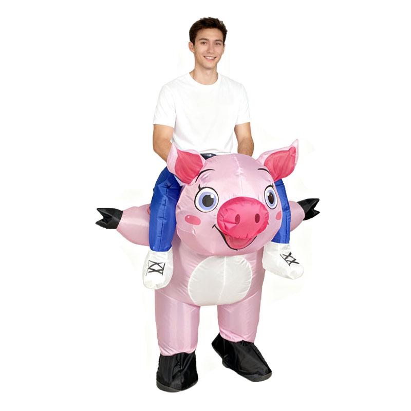 Funny Cartoon Halloween Inflatable Costume Set: Frog, Rabbit, Pink Pig, Cow for Parent-Child Parties