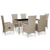 Day and Night - Day and Night 7-piece Garden Dining Set and Beige Synthetic Rattan Cushions