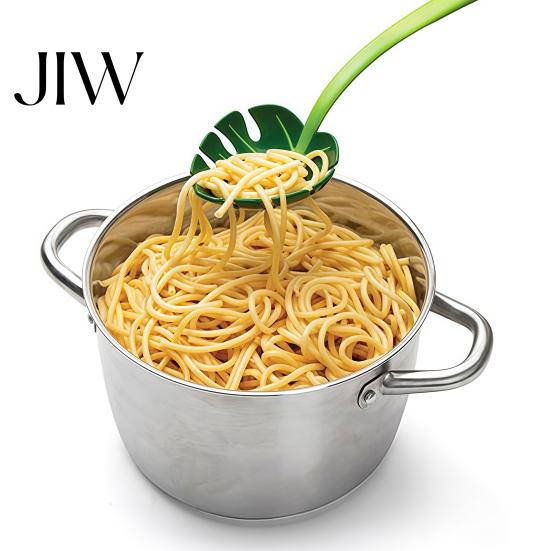 Vegetable Washing Tool Monstera Leaf Pasta Spoon, Heat Resistant ABS Spaghetti Server, Outdoor Picnic Kitchenware Multipurpose Kitchen Colander,
