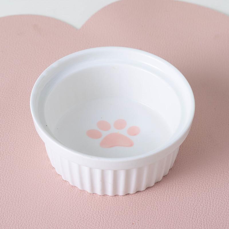 Cartoon Pet Dog Cat Bowl Ceramic Bowl Iron Frame Table Into A Kitten Skid Resistant Double Bowl Small Dog Food Feeder