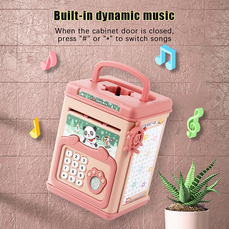 Money Box With Fingerprint Piggy Bank Atm Savings Box For Coins Cash Safe Large Coin Bank Password Lock For Children