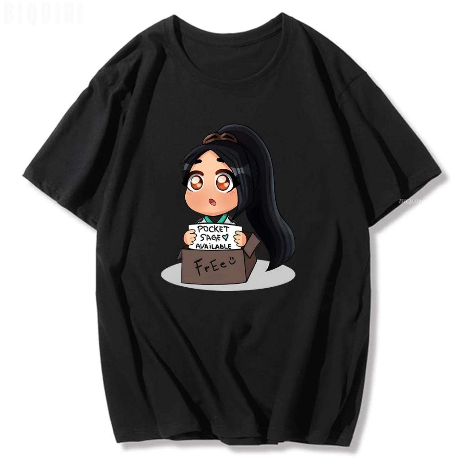 

2025 Game Sage TShirt High Quality O-Neck Short Sleeve New Arrival Cute Cartoon Unisex Tops Loose EU Size Harajuku Top S чёрный