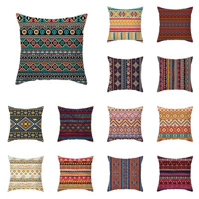 Tribal Hint Totem Şerit Baskı Desen Minder Örtüsü Ev Oturma Odası Kanepe Dekorasyon Kare Yastık Yastık Örtüsü 45*45 cm