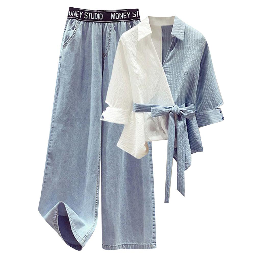 بدلة نسائية كاجوال مطبوعة بأكمام طويلة وسروال قصير وسروال