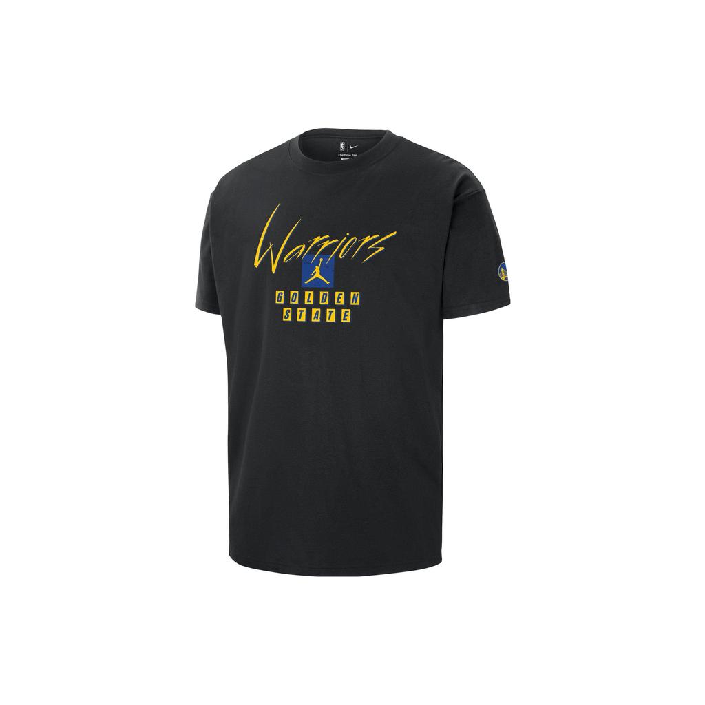 Jordan NBA Warriors Logo Crew Neck Casual T-Shirt, Version 1 Men Tops Black FN1065-010