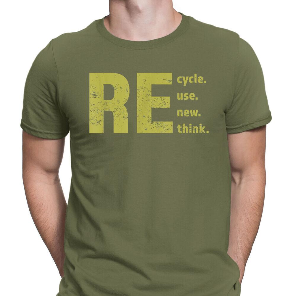 

Recycle Reuse Renew Rethink Crisis Environmental Activism Men s T-Shirt Top#DNE4 2XL