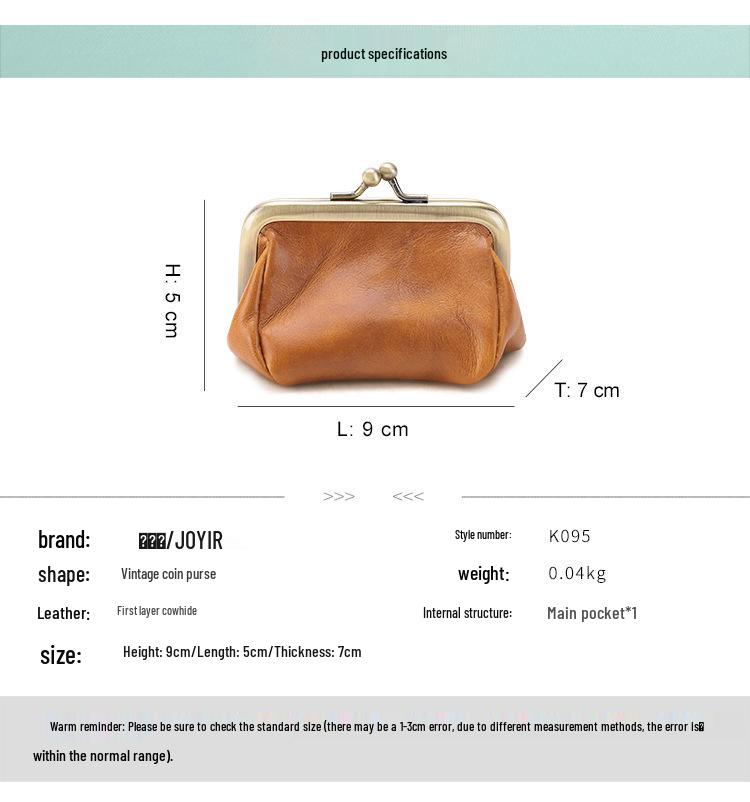 Retro Mini Genuine Leather Clasp Coin Purse & Earphone Bag