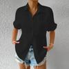 Summer Casual Solid Color Shirts Women Fashion Turn-down Collar Short Sleeves Pockets Buttons Cardigans Commute Slimming Blouses