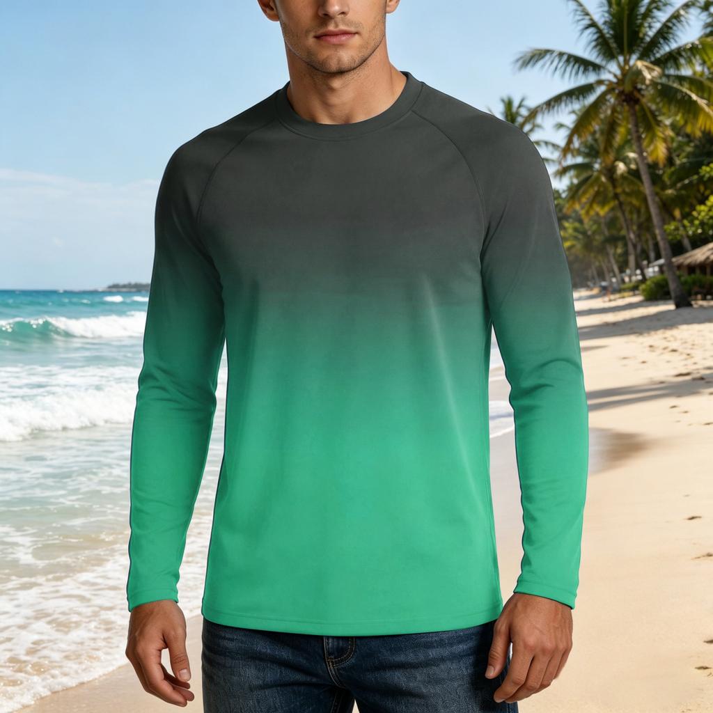Men's Long Sleeve Outdoor Shirt UPF50 Plus Sun Protection Breathable Loose Fit Summer Casual Lightweight Quick Drying T-Shirt