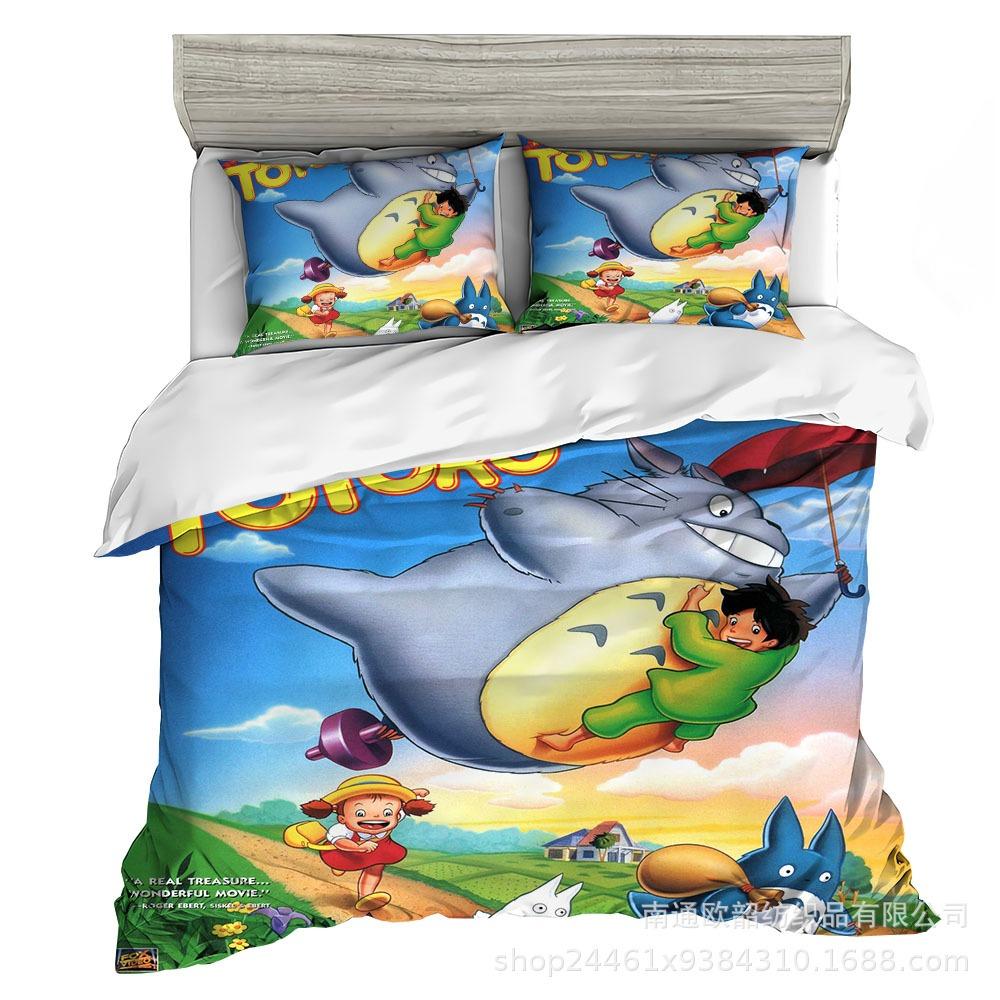 Luxuriöse Mein Nachbar Totoro Bettbezüge Kinder Cartoon Bettwäsche Set Bettdeckenbezug Einzelbett Doppelbett Schlafzimmer Bett Dekor für Teenager Beste Geschenke