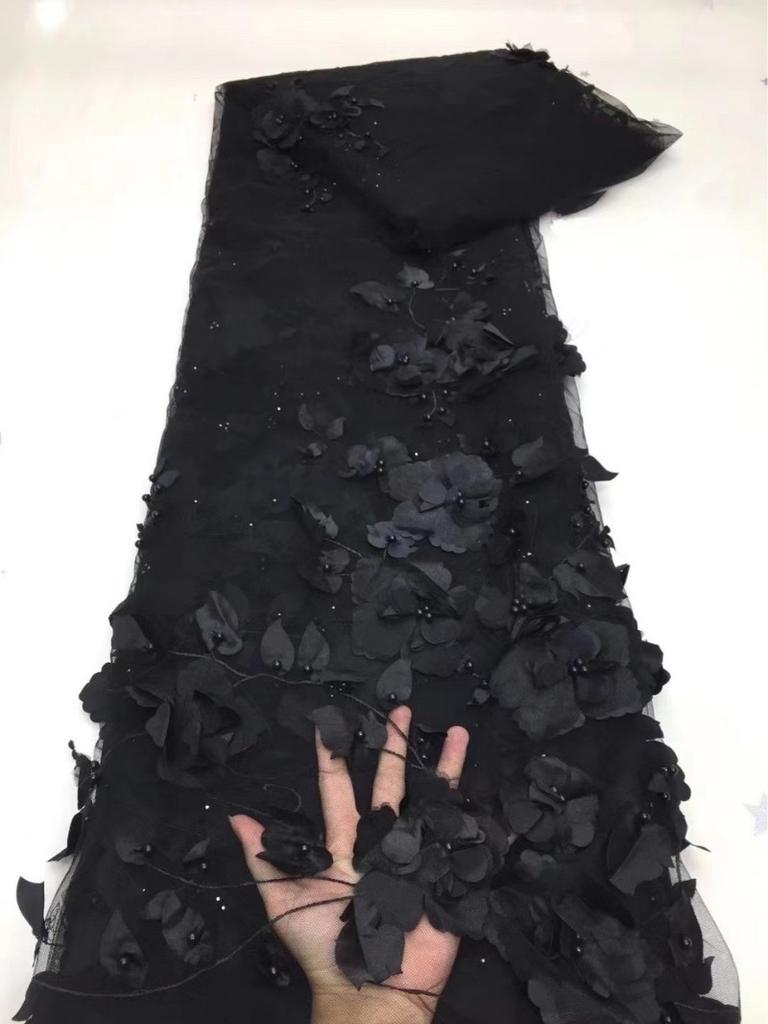 3D Embroidered Flower Mesh Fabric for DIY Sewing Embroidered Lace Clothing Wedding Dress Embroidery Clothing Fabric 5yard