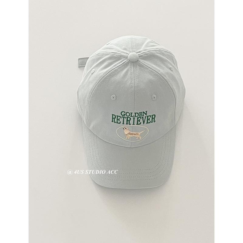 

Korean-style cute golden retriever embroidered letter baseball cap for women, soft top, brushed cotton, versatile couple s cap that makes the face M（56-58cm）