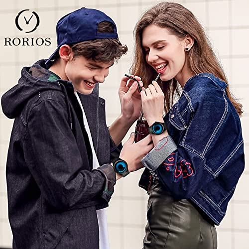 RORIOS Men's and Women's Analog Watch with Unique Time Display, Stylish Japanese-Made Quartz Movement, Water Resistant, Popular Mesh Band, Casual, Bir