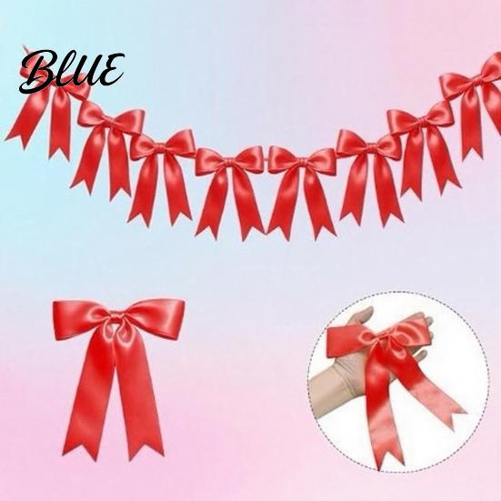 Valentine Day Backdrop Hanging Bunting Bow Pre-Strung Garland Decor 6.7FT Satin Ribbon Banner Decorations Photo Props for Birthday Baby