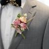 Mori-Style Korean Camellia Wedding Boutonniere & Bridesmaid Wrist Corsage Set
