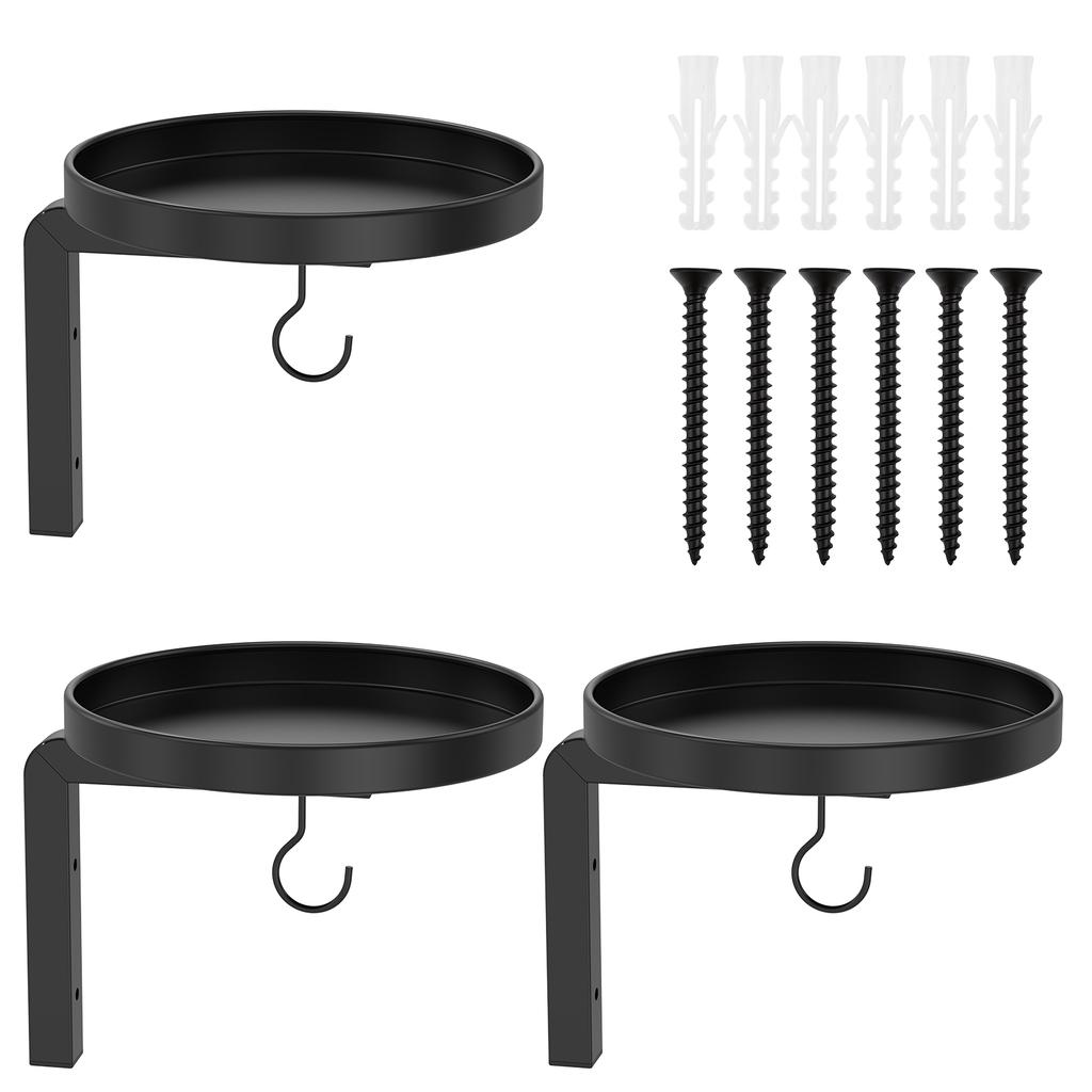 2/3Pcs Wall Plant Holder Set Metal Flower Pot Display Stand with Hook Rustproof Wall Storage Rack for Balcony Living Room Decor