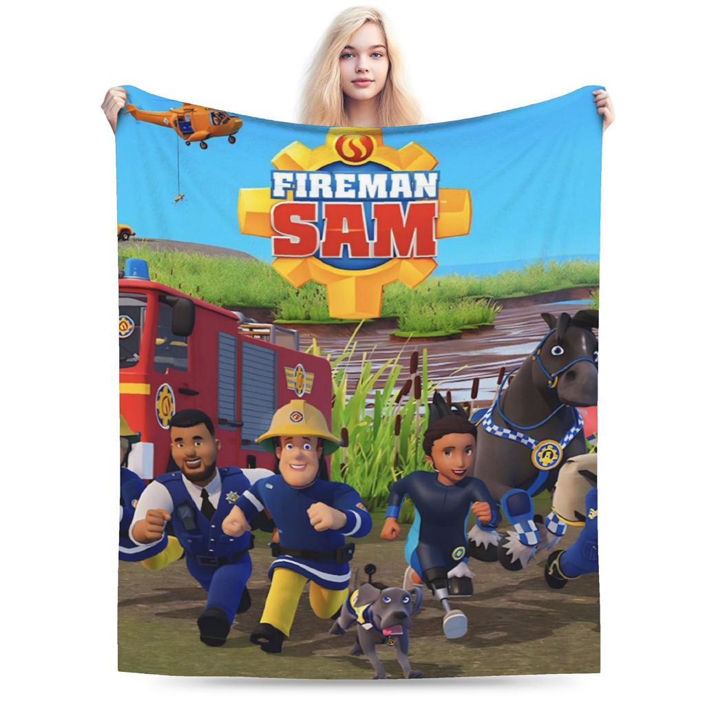 Fireman Sam Blankets Fleece Summer Air Conditioning Firefighters Cartoon Multifunction Throw Blankets for Sofa Travel Bedspread