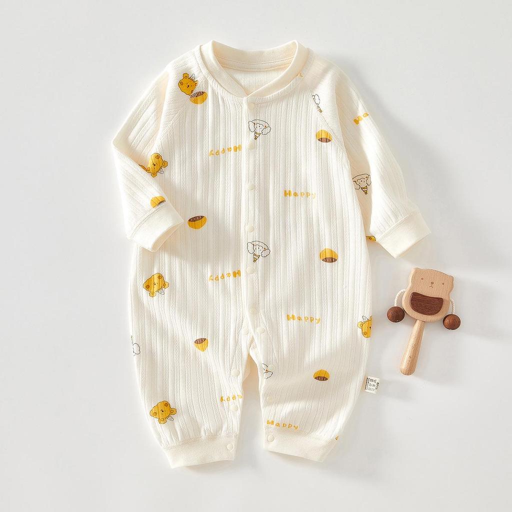 Autumn/Winter Pure Cotton Baby Romper – Long Sleeve Boneless Newborn Onesie for Spring