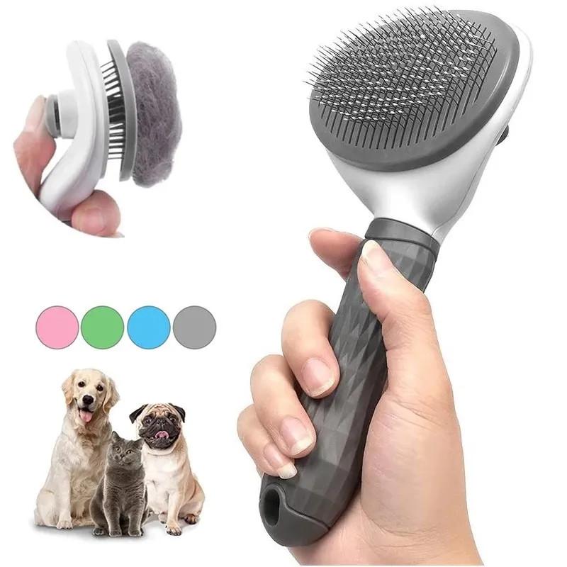Professional Pet Grooming Brush For Cats And Dogs Effective Deshedding Tool For Large Breeds Tpr Material Removes Loose Hair Pink