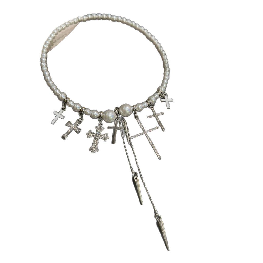 Female Niche Personality Cross Tassel Necklace