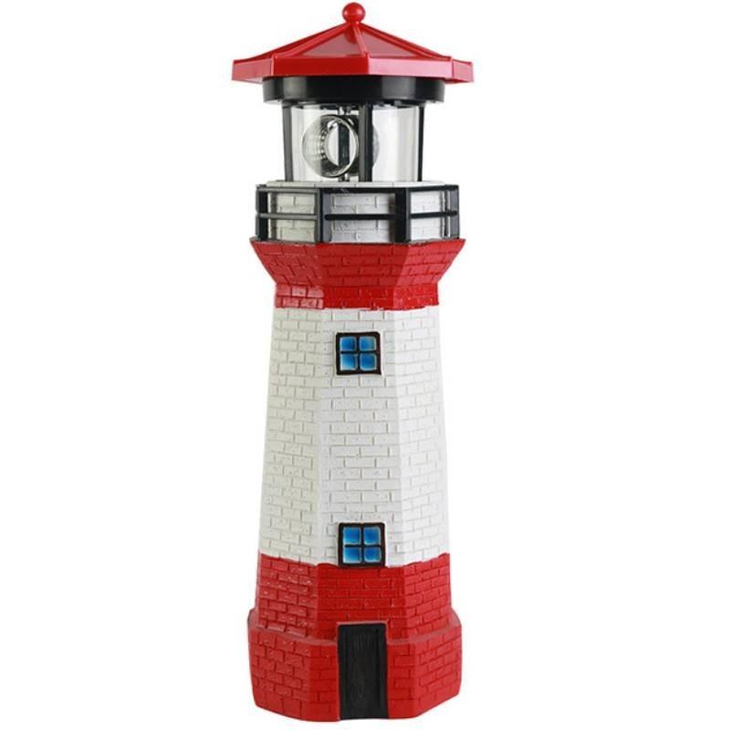 Powered Solar Lighthouse Led Rptating Model Outdoor Garden Light Decor House