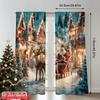 2pcs 2D flat printing Merry Christmas Popular Window Drapes Christmas sleigh Versatile 100% Polyester Without Electricity