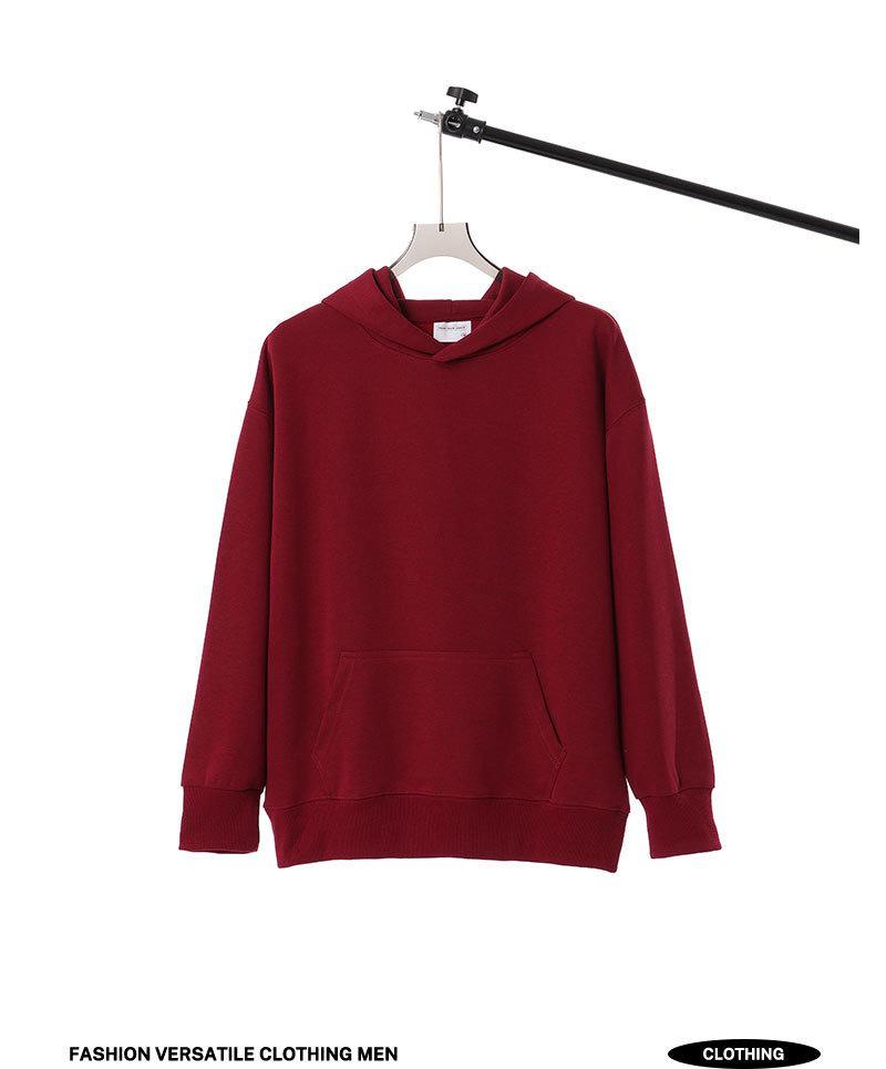 Trendy Unisex Heavyweight Retro Hoodie: Plain Color, Drawstring-Free, Loose Fit for Autumn/Winter