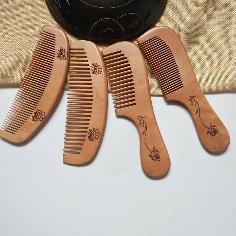 

1 Pc Натуральный персик Дерево Волосы Расческа Закрытые зубы Антистатический массаж головы Уход за волосами Деревянные инструменты Аксессуары для красоты