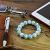 Eigado Larimar Inner Diameter Healing Natural Power One of the Three Greatest Healing Stones Bracelet, 14.5mm Beads, 61.4g, 17cm, Stone, Stone, Stone,