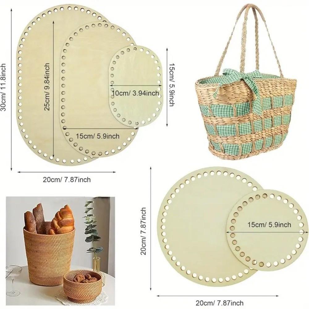 Wooden Crochet Basket Bases Oval/Round Five Sizes DIY Basket Weaving Stand Handmade Hand Weaving Supplies Crafting Crochet