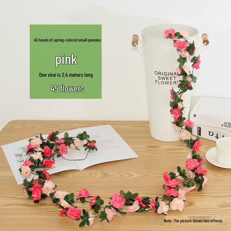 Artificial Rose Vine for Air Conditioning Pipe and Staircase Decoration