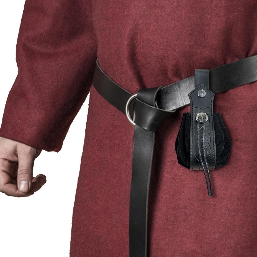 Medieval Vintage Money Pouch Bag Costume Accessory Men Women Viking Leather DrawstringBag Coin Purse