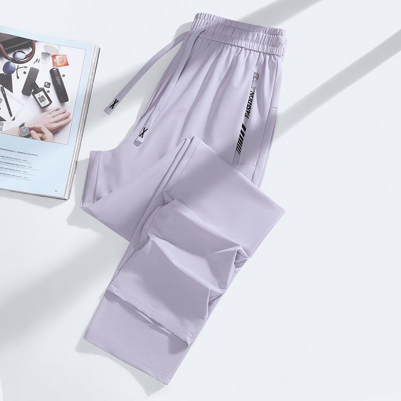 Ice Silk Quick-Dry Summer Pants: Men's & Women's Breathable Joggers, Stylish Thin Casual Pants with Cooling Effect for Couples.