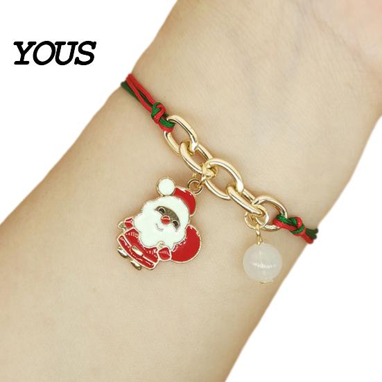 Wrist Accessories Christmas Bracelets, Red Green String Bracelet, Adjustable Charm Bracelet Luminous Wristbands with Glow in The Dark Bead for
