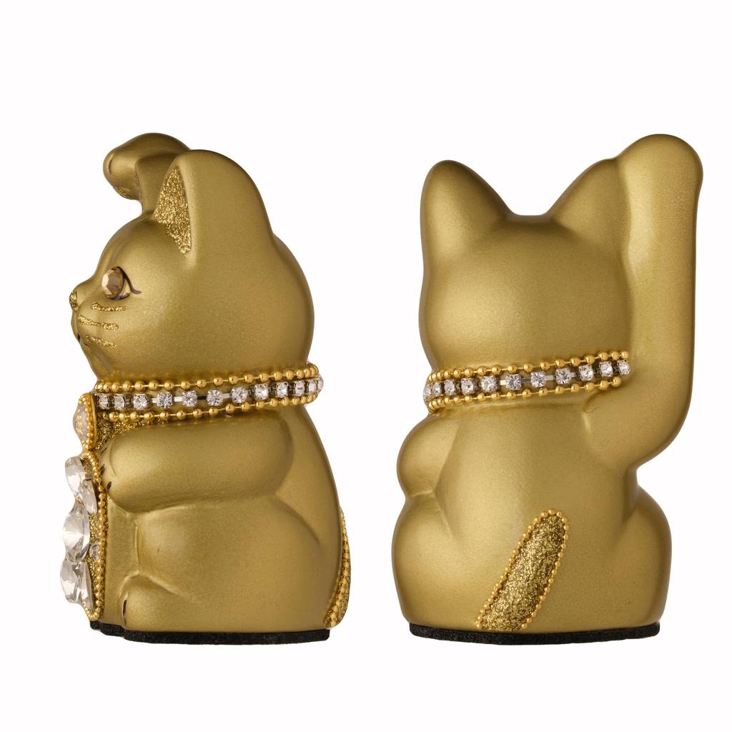 Glückskatze Schmuck Katze Rechte Pfote erhoben Keramik Glückskatze Glücksbringer Feng Shui Ornament (S-SIZE Gold) / _ Glückskatze (jw_S Gold)