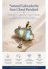 Natural Labradorite Star Cloud Pendant Gold Tone Teardrop Charm for DIY Necklace Jewelry Making