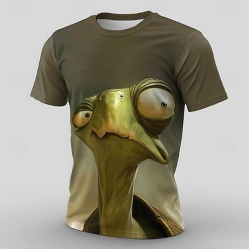 

Мужская смешная футболка с животным, футболка с коротким рукавом, 3D-принт, с круглым вырезом, преувеличенный дизайнерский, для вечеринки, уличный, повседневная, зеленая 1 XXS