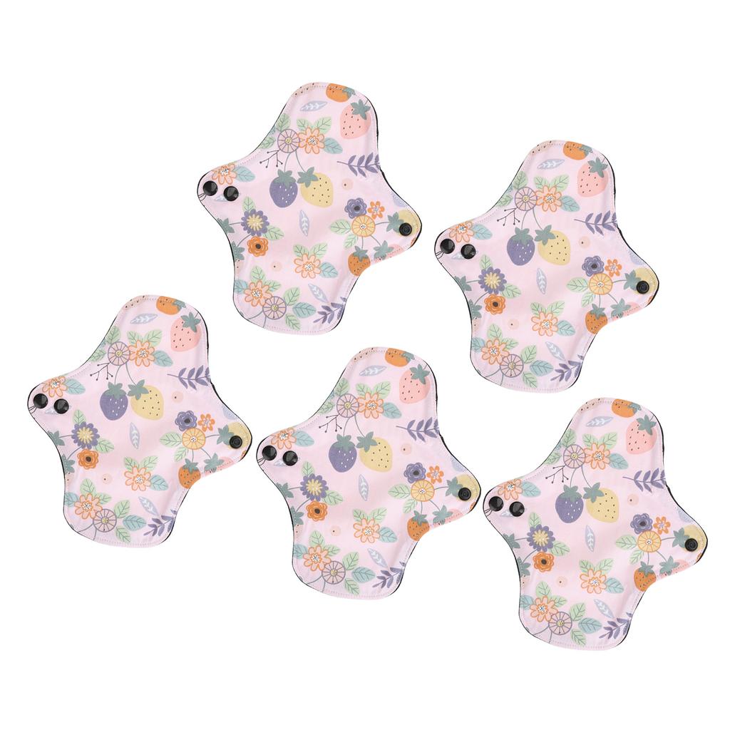 5pcs Washable Feminine Pad Multi Layers Waterproof Super Plus Absorbency Reusable Sanitary Pad for Travel L