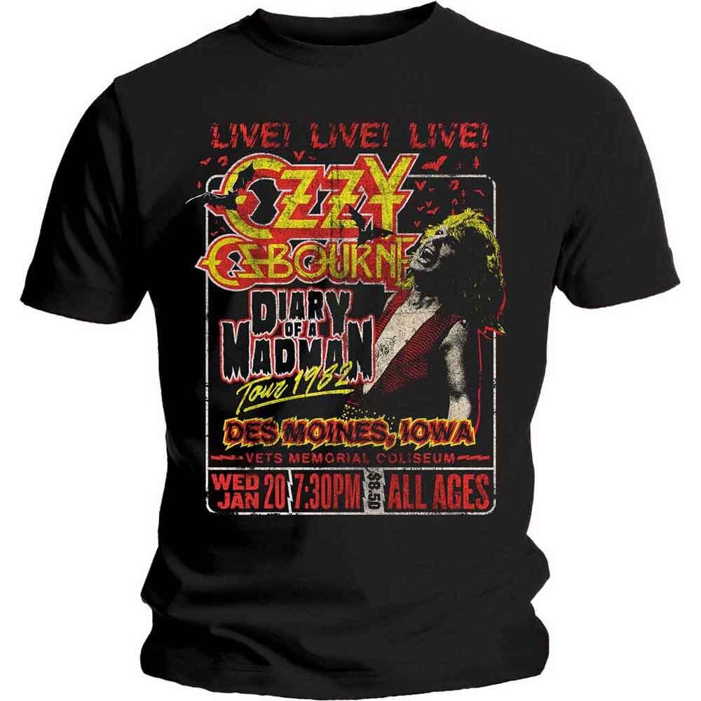 Ozzy Osbourne Diary of a Madman Tour T-Shirt Black New Unisex T-Shirt L