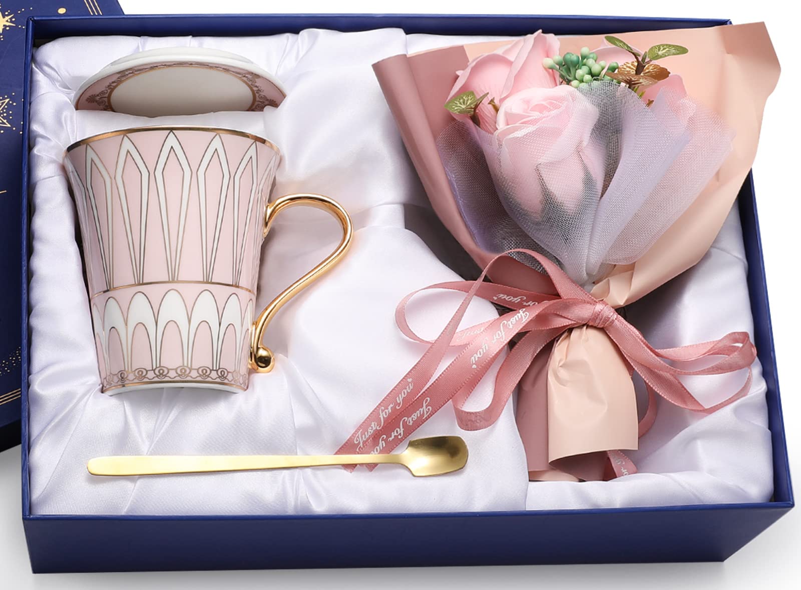 

Soap flower bouquet coffee cup perfect as a Day birthday gift for wedding or Respect for the Aged Day Stylish retirement perfect for farewell or as a