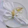 Pearl Napkin Rings 6 Pieces Table Buckle Decorations Gold Pearl Serviette Ring Buckle For Wedding Christmas Halloween Home