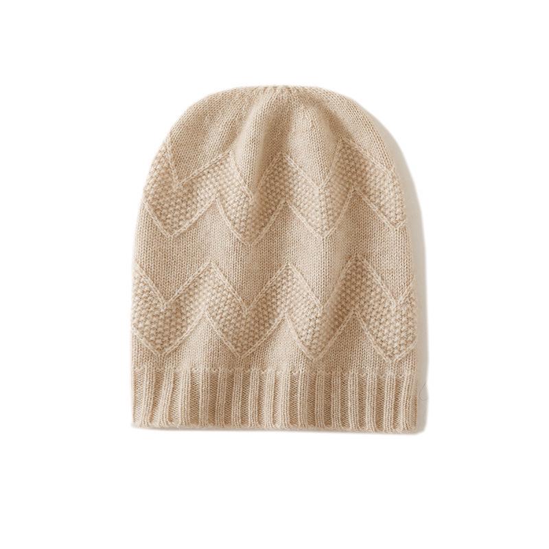 Cashmere 2025 Women's Cable Knit Thick Ear-Warming Hat for Autumn/Winter