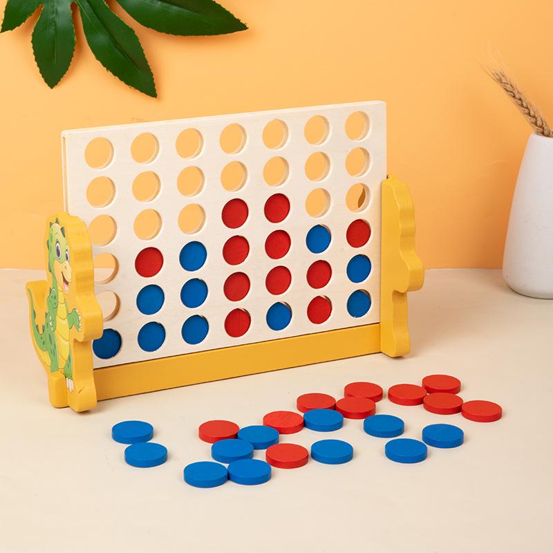 Dinosaur 3D Four-in-a-Row Wooden Puzzle Game for Kids