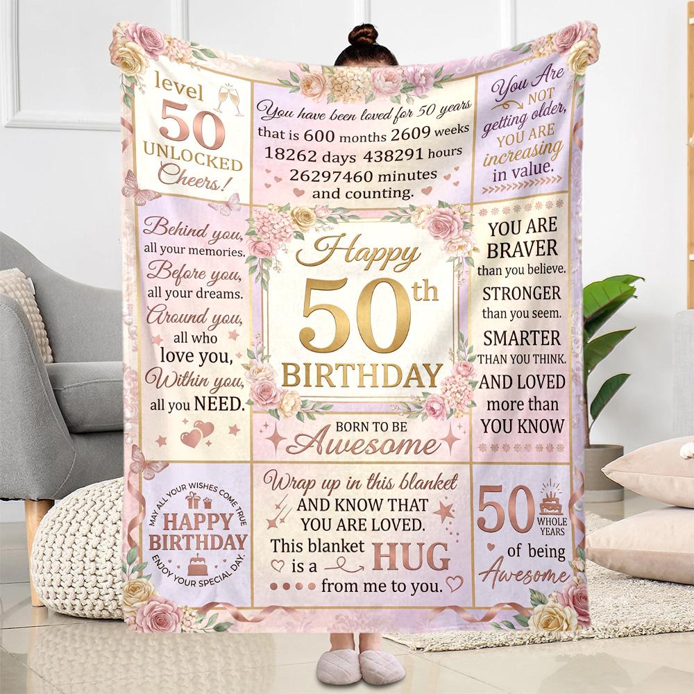 50th Anniversary Celebration Flannel Blanket-Soft and Suitable for Sofas,Beds,Offices,Travel,All Seasons,Great Gift for Holidays and Birthdays.